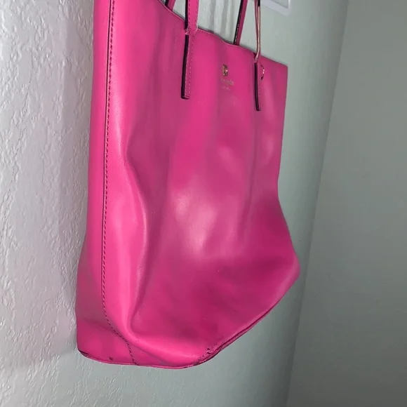 Kate Spade Pink Tote Bag Red Interior Large Shoulder Purse - Picture 3 of 16